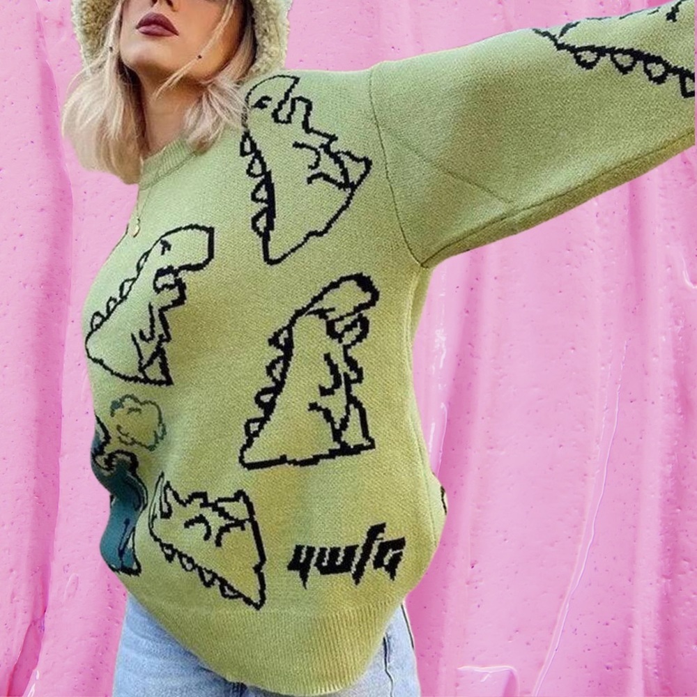 Dinosaur print sweater size M fits S/M